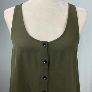 Anthropologie Knot Sisters Racer Back Tank Top M Sage Green Black Tunic